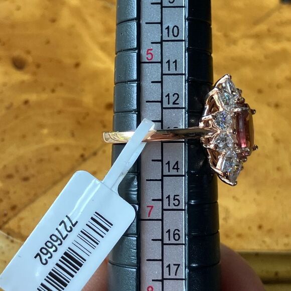 Natural Rose Apatite Moissanite Sterling Silver Ring Size 6 - Picture 8 of 9